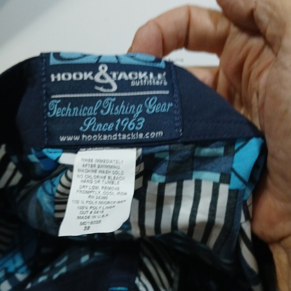 Hook & Tackle Outfitters Technical Fishing Shorts Size 38 Blue Pattern - Picture 1 of 8